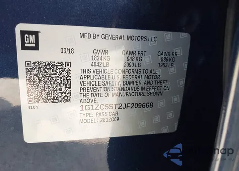 2018 Chevrolet Malibu 1Fl from USA, damaged, VIN 1G1ZC5ST2JF209668
